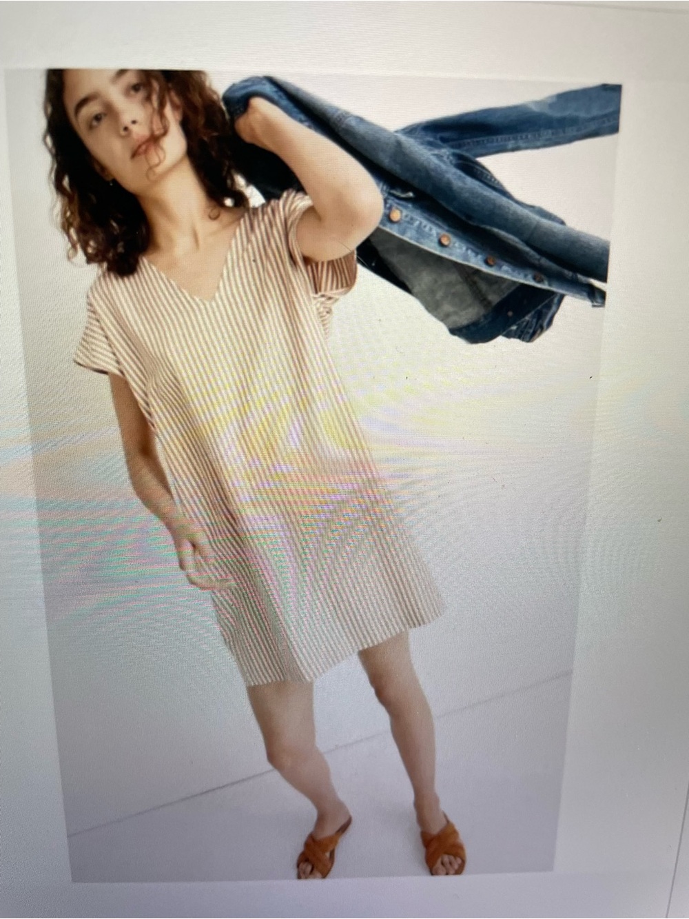 Madewell button back Relaxed V-Neck Striped Shift Dress